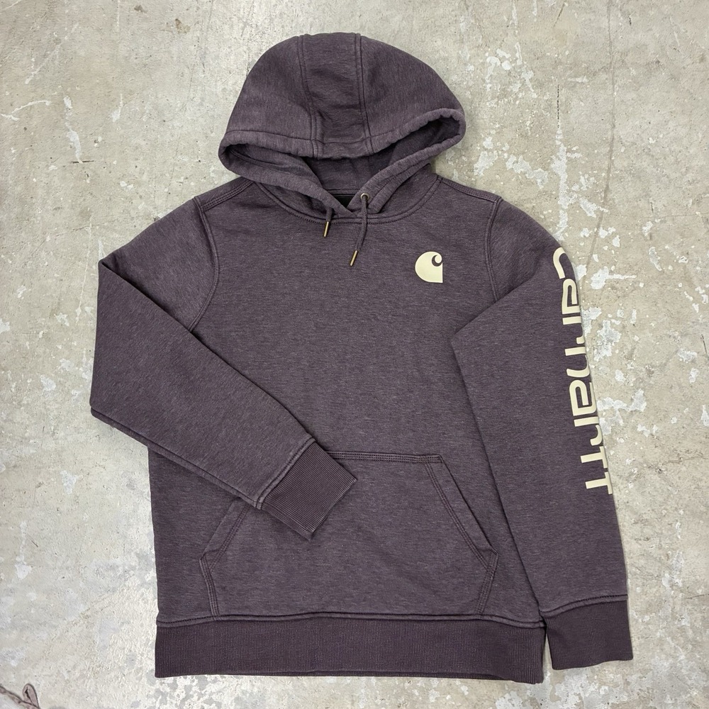 Carhartt Hoodie Womens Medium Heather Purple Relaxed Fit  TS0288-W Logo Pullover